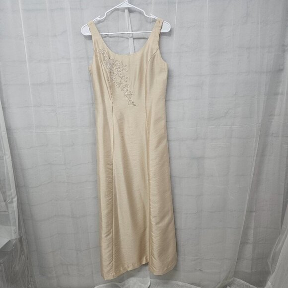 Vintage Talbots Dress Cream Beaded Silky Sleeveless Formal Wedding 6P - Picture 11 of 14